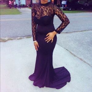 Black lace prom dress
